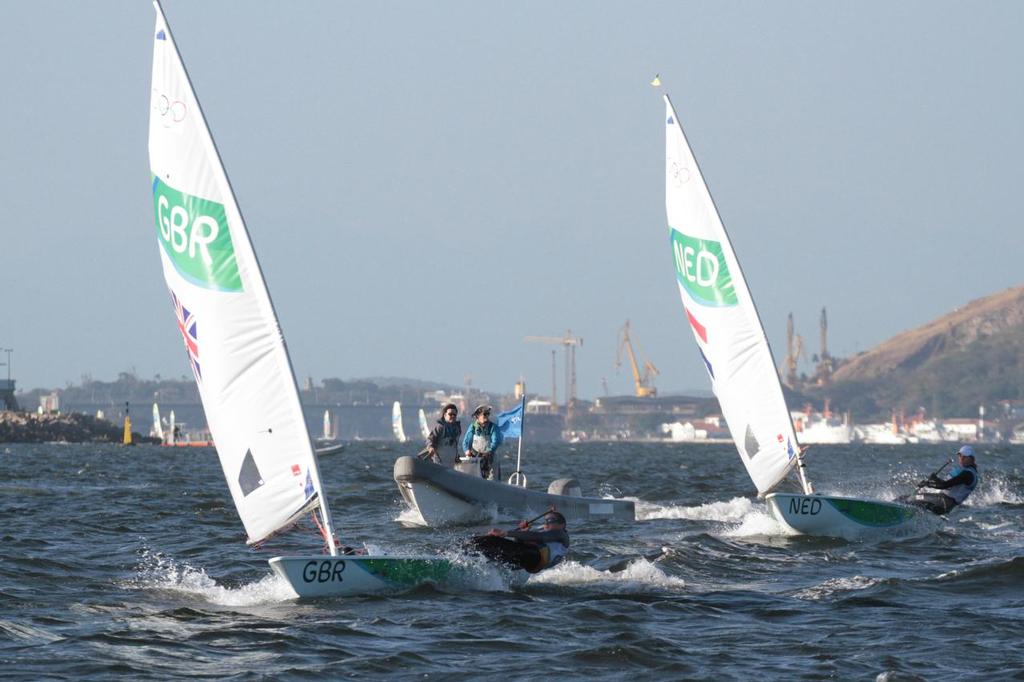 Day 6 - Laser Radial August 13, 2016. Final Qualifier. Alison Young (GBR) about to win the final Qualifier.\, pursued by the overall leader Marit Boumeester (NED) © Richard Gladwell www.photosport.co.nz